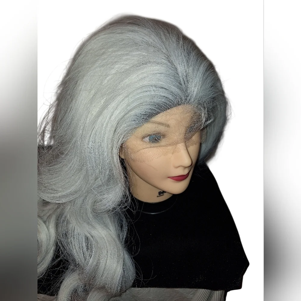 26 Inch Silver Gray Body Wave Wig Synthetic Full For Cosplay, ELSA DRESS UP